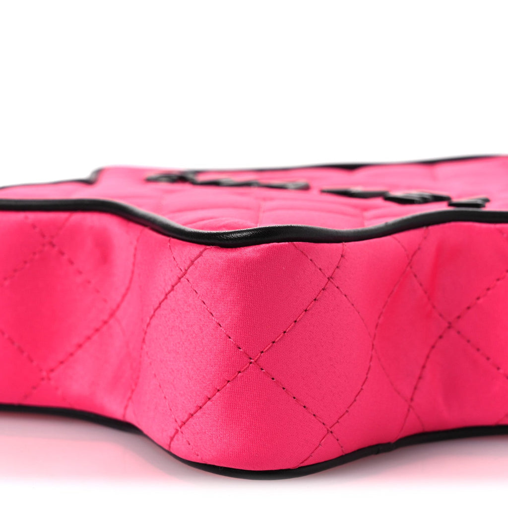 Satin Quilted Walk Of Fame Star Bag Fuchsia Black