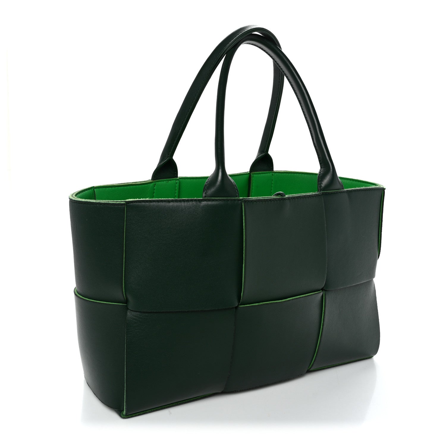 Calfskin Maxi Intrecciato Medium Arco Tote Raintree