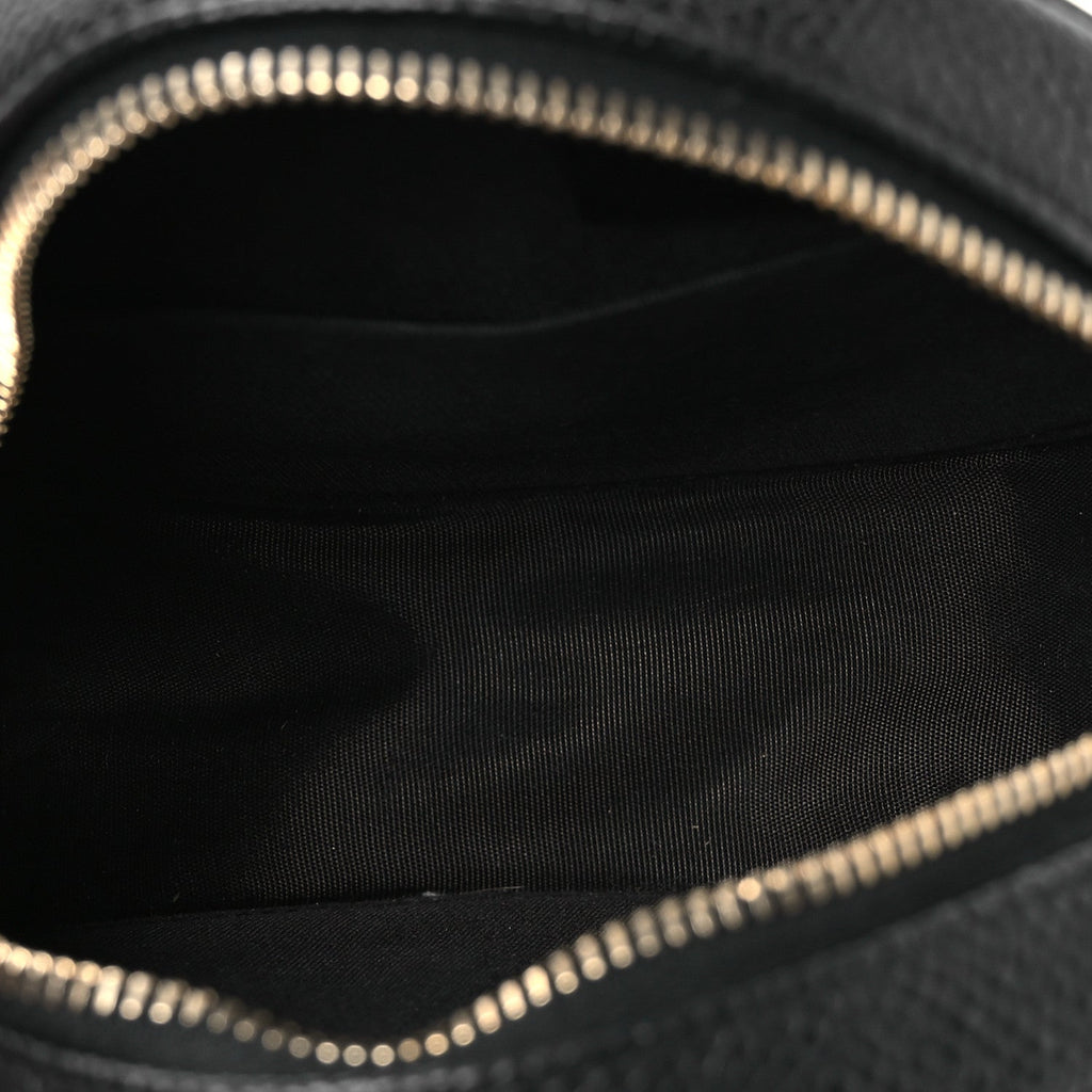 Caviar Quilted Round Filigree Crossbody Black