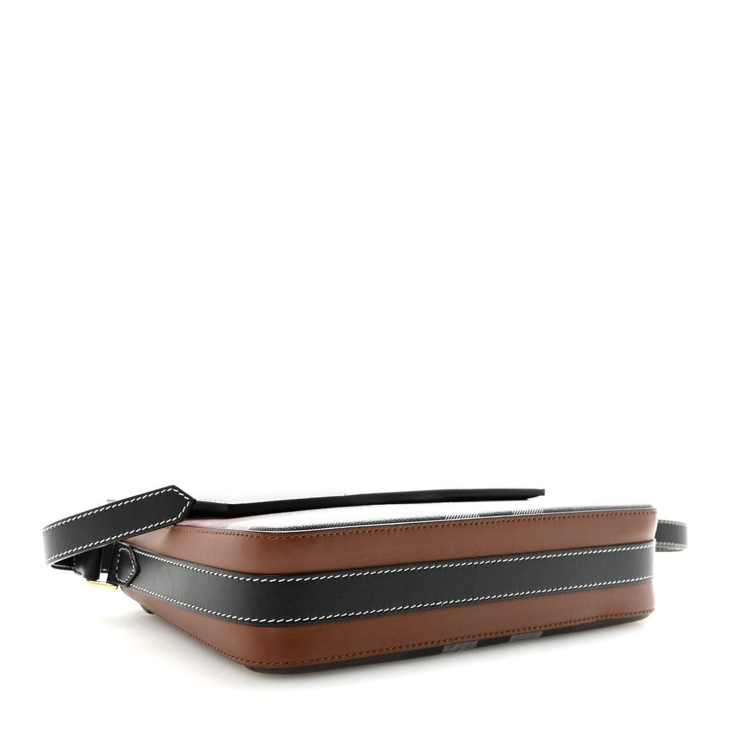 E-Canvas Check Calfskin Catherine Shoulder Bag Dark Birch Brown