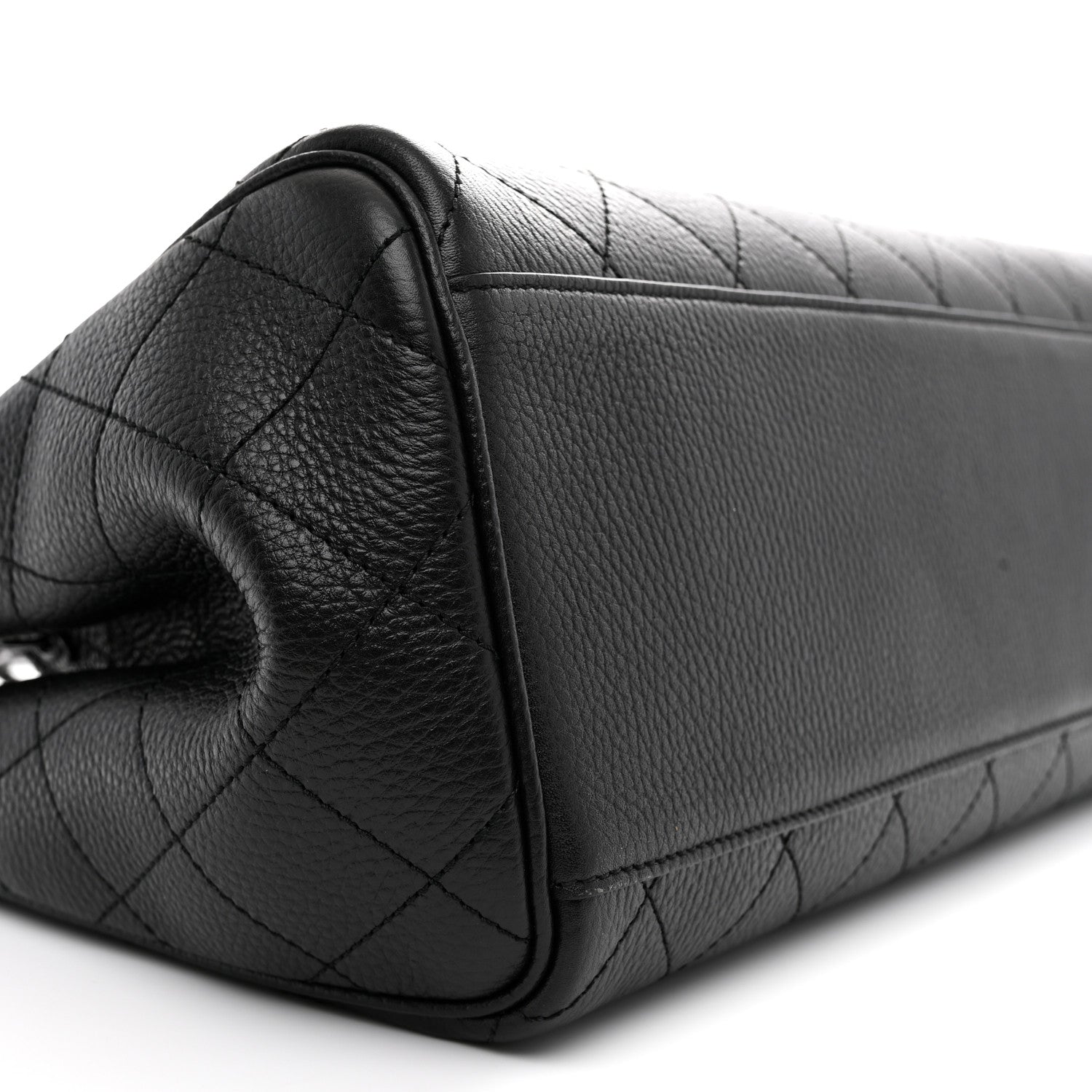 Grained Calfskin Stitched Urban Essentials Large Shopping Bag Black