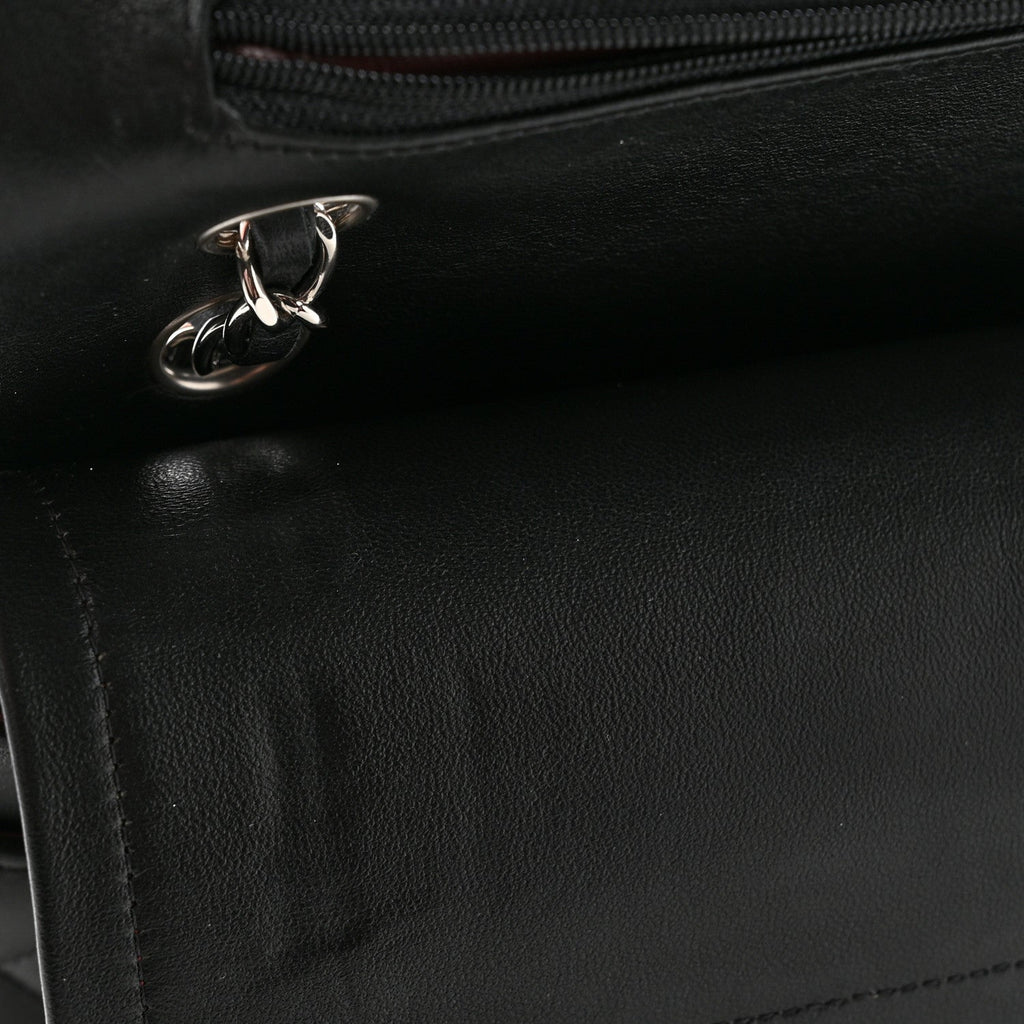 Lambskin Quilted Medium Double Flap Black