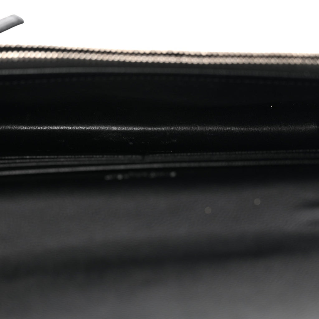 Grain De Poudre Matelasse Chevron Monogram Envelope Chain Wallet Black