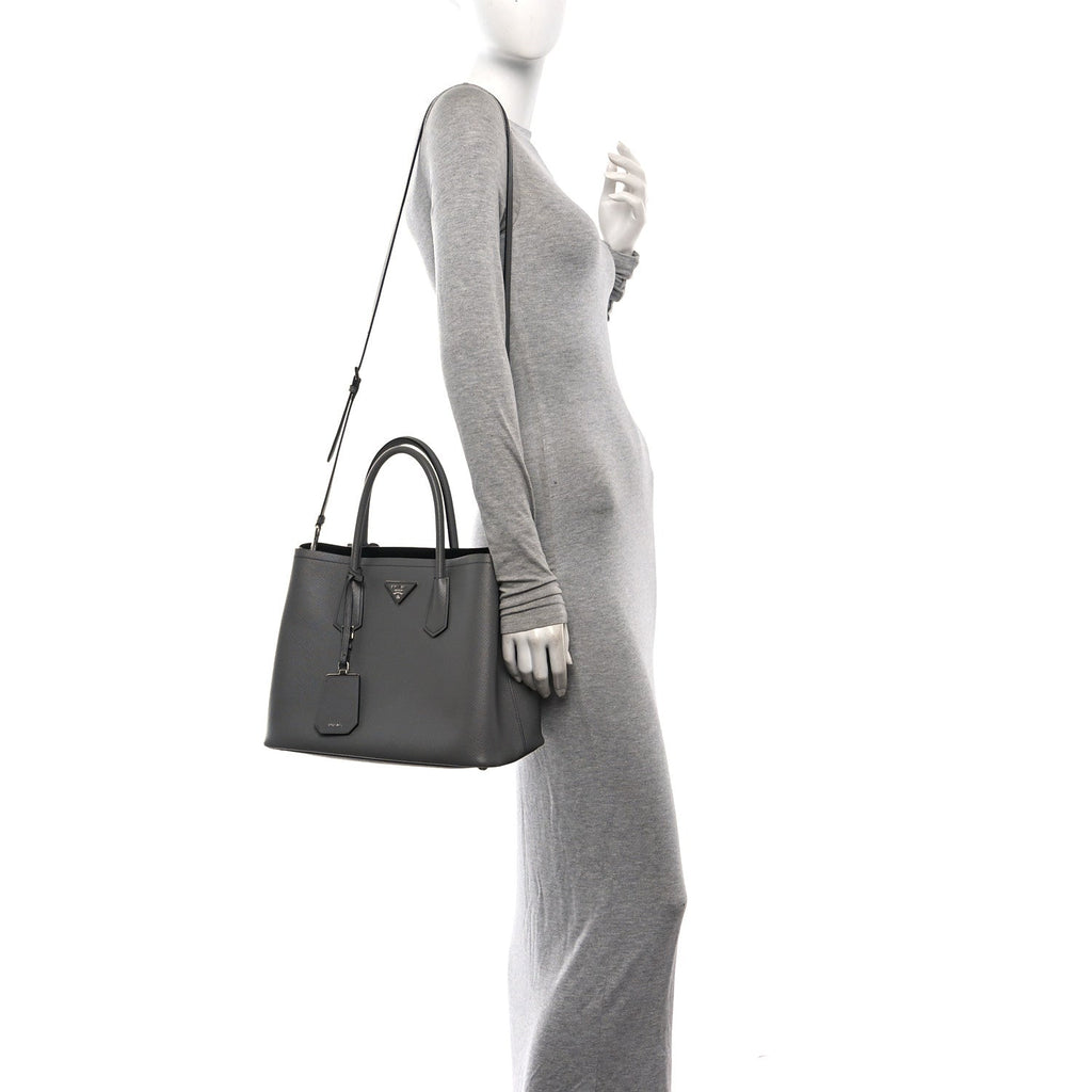 Saffiano Cuir Small Double Bag Marmo