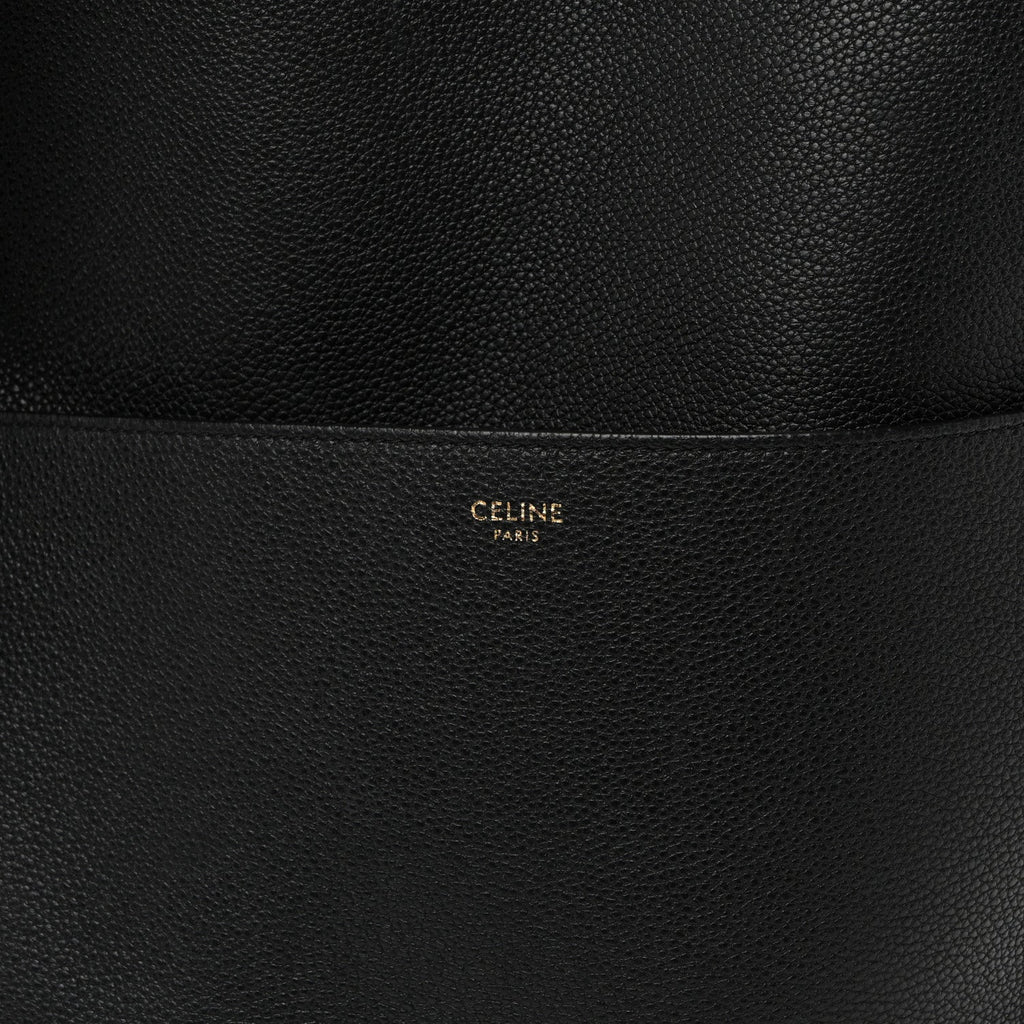 Soft Grained Calfskin Sangle Bucket Bag Black