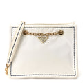 Tessuto Nylon Triangle Chain Tote White