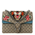 GG Supreme Monogram Angry Cat Embroidered Medium Dionysus Shoulder Bag Beige Ultramarine