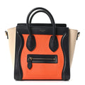 Elephant Calfskin Nano Tri-Color Luggage Bright Orange