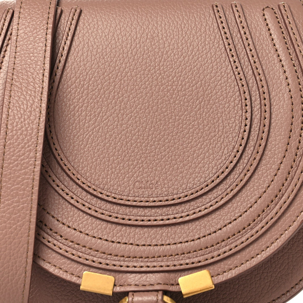 Grained Calfskin Small Marcie Saddle Bag Woodrose