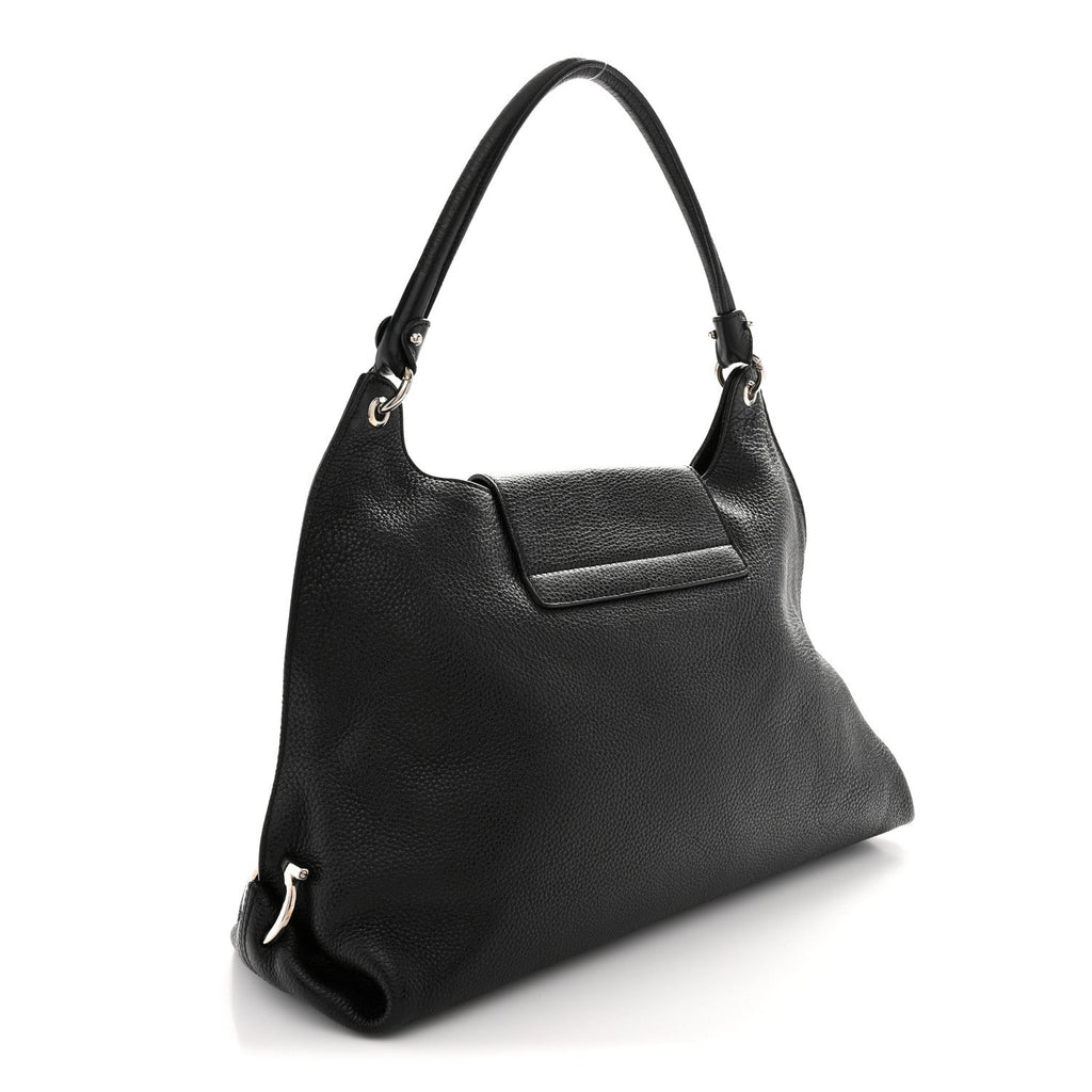 Calfskin Fanisa Gancini Large Hobo Black