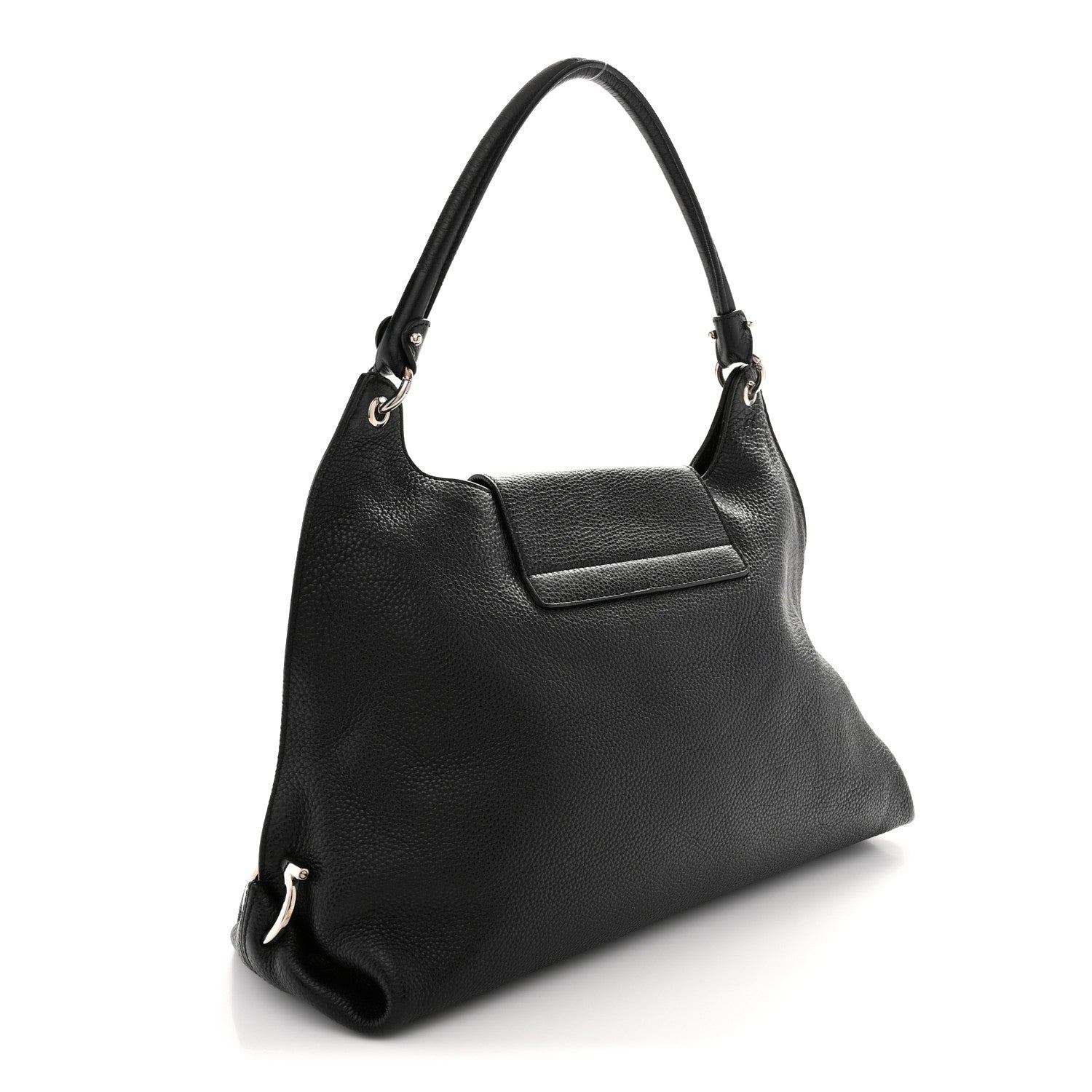 Calfskin Fanisa Gancini Large Hobo Black