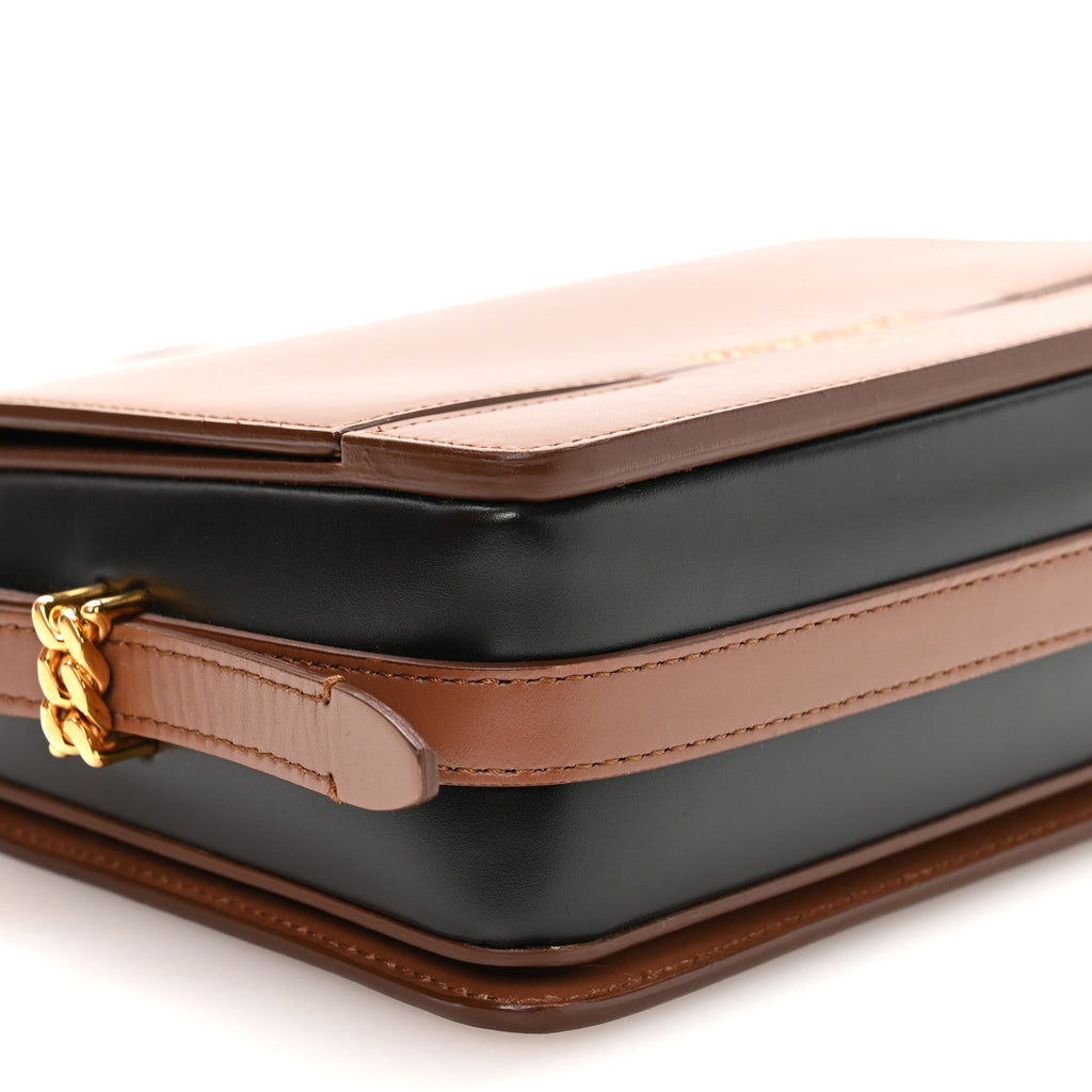 Smooth Calfskin Two Tone Small Grace Bag Malt Brown Black