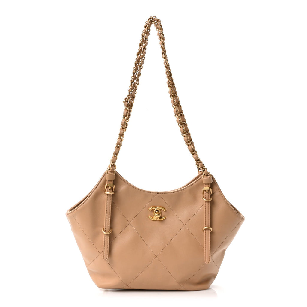 Calfskin Quilted Mini Coco Shopping Bag Brown