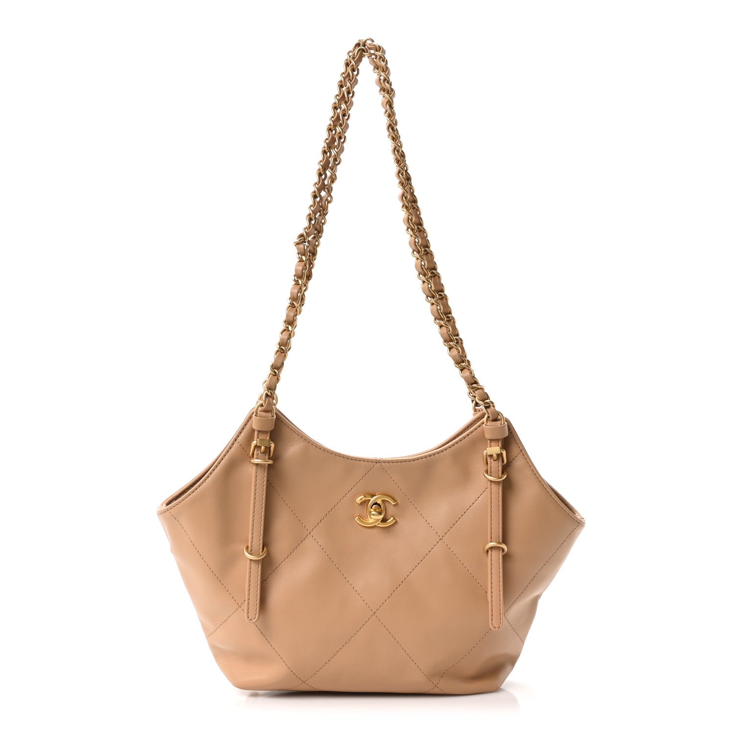 Calfskin Quilted Mini Coco Shopping Bag Brown