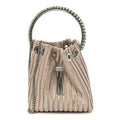 Suede Mesh Crystal Embellished Stripe Bon Bon Bucket Bag Macaron Mix