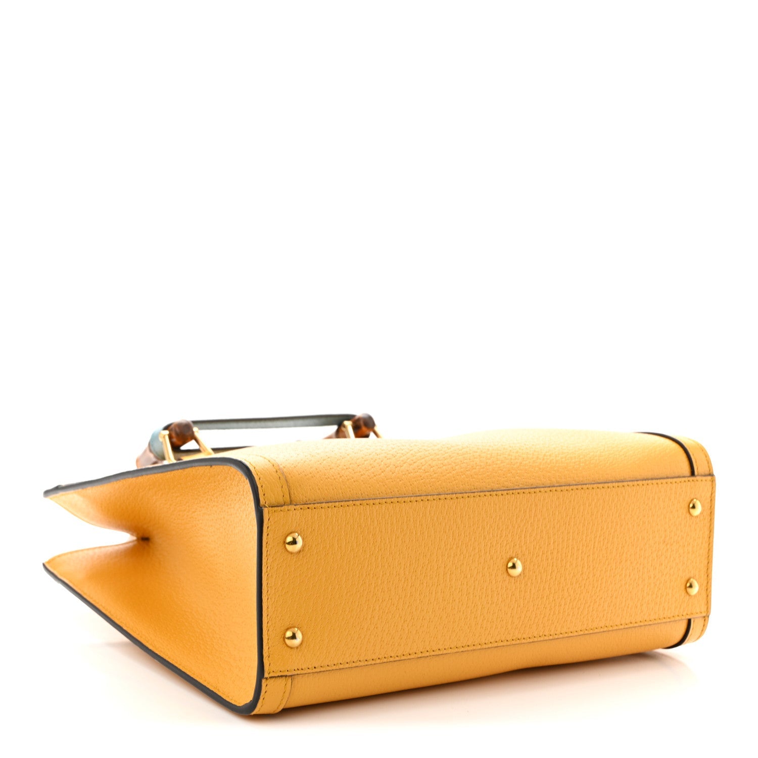 Textured Dollar Calfskin Web Small Diana Tote Bag Yellow Dusty Azure