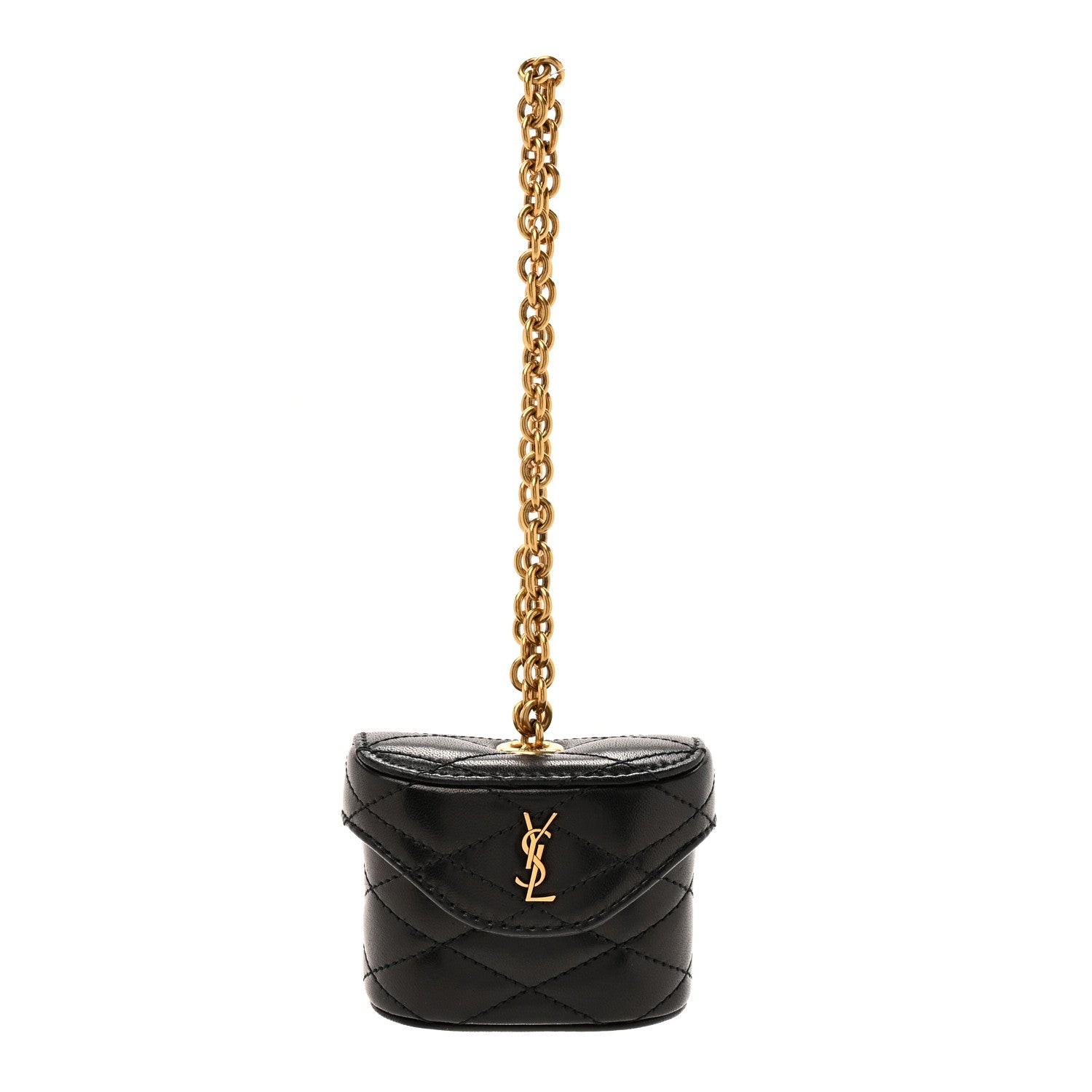 Lambskin Matelasse Monogram June Box Bag Charm Black
