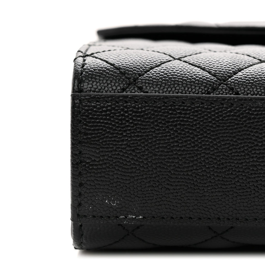 Grain De Poudre Textured Mixed Matelasse Triquilt Medium Monogram Satchel Black