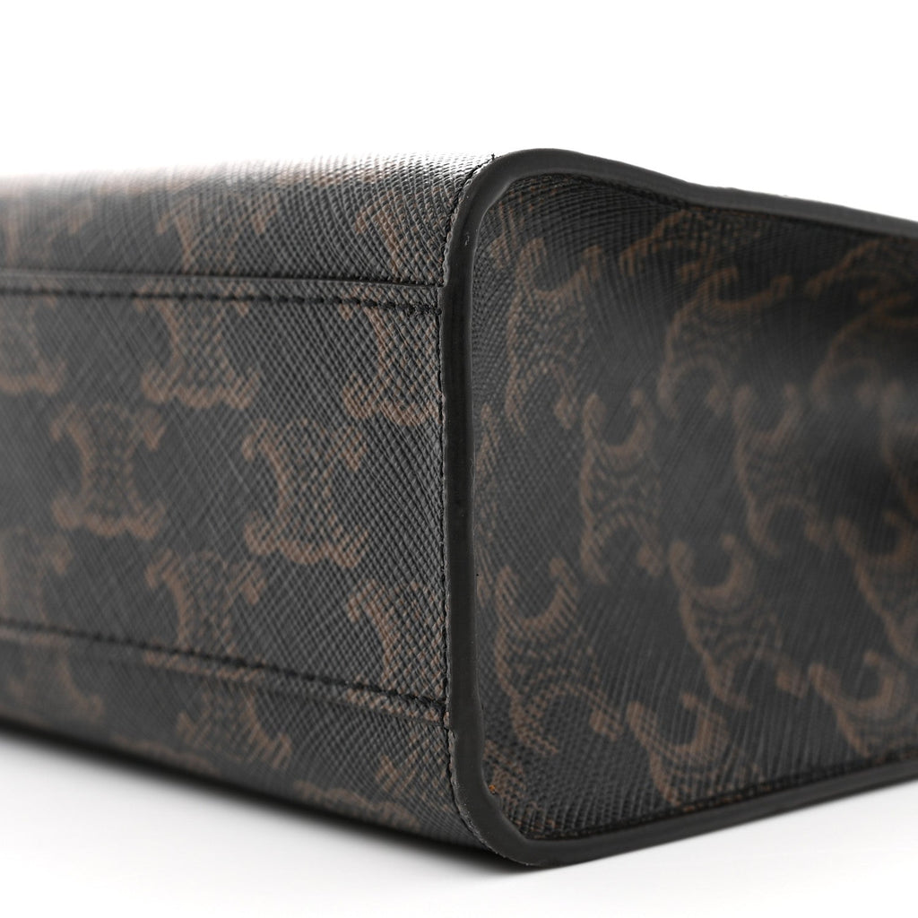 Triomphe Canvas Calfskin Small Vertical Cabas Tan