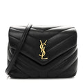 Calfskin Y Quilted Monogram Toy Loulou Crossbody Bag Black
