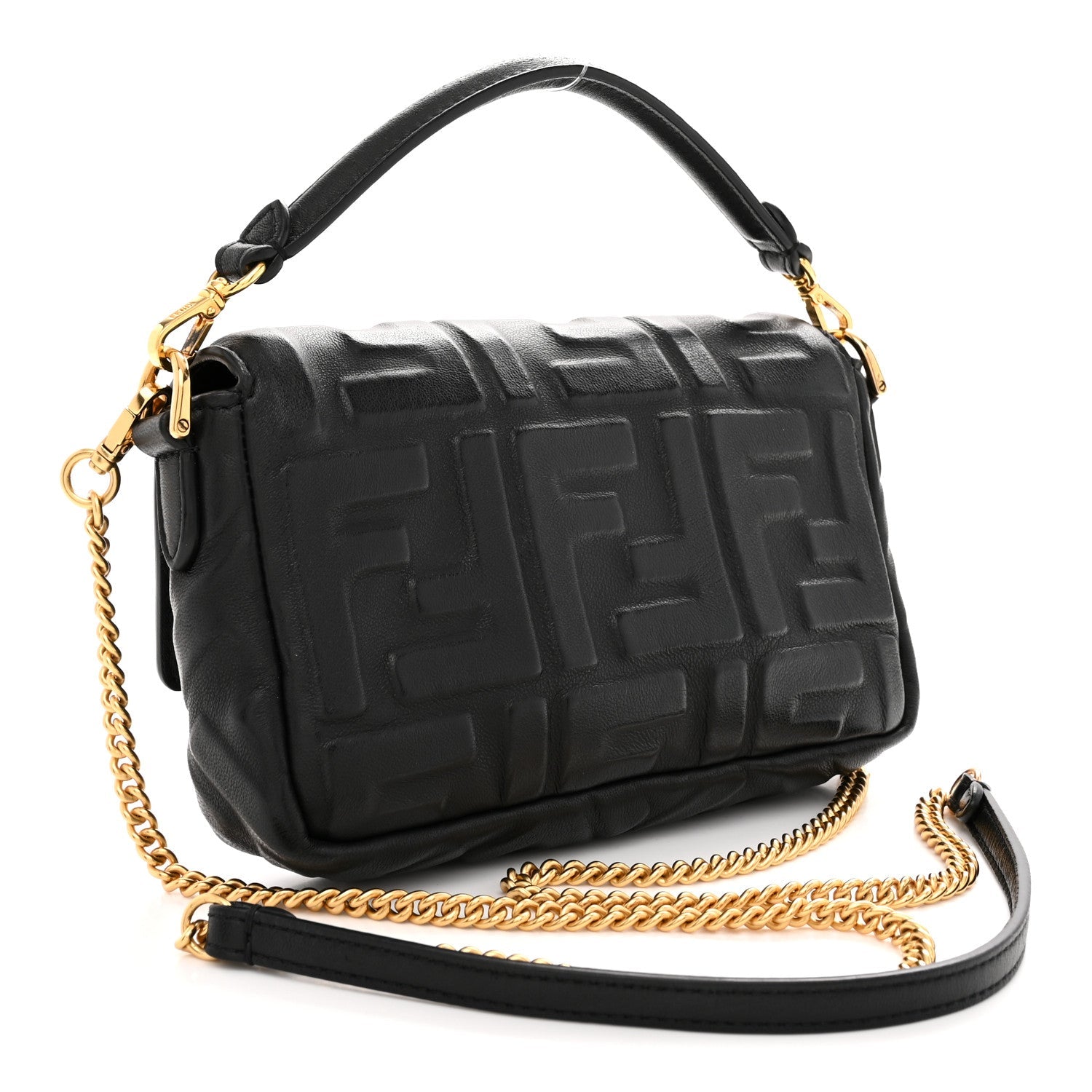 Nappa FF 1974 Embossed Mini Baguette Black