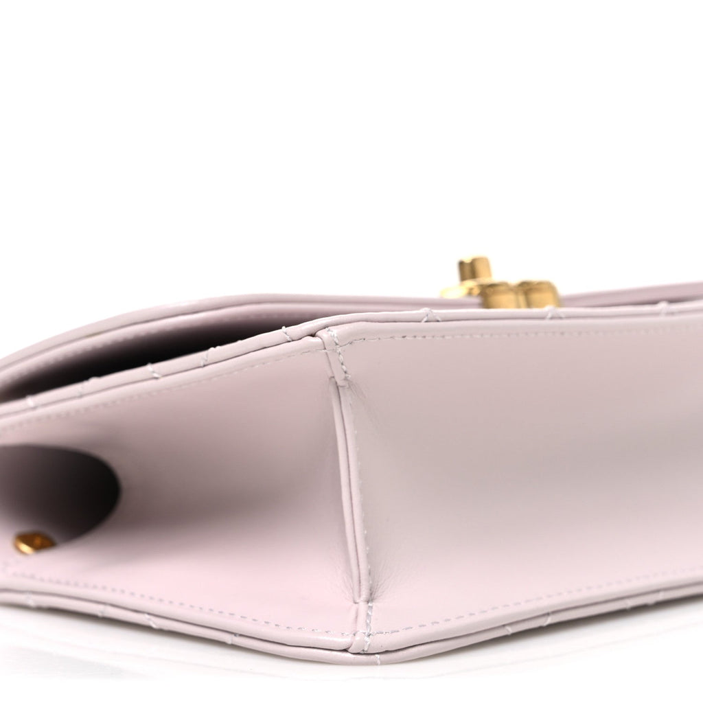 Shiny Calfskin Quilted Coco Crush Handle Flap Light Purple