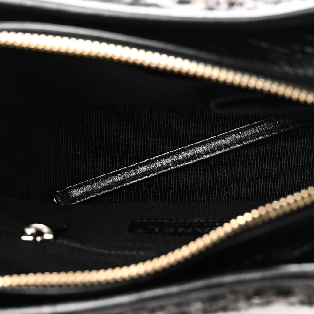Tweed Calfskin Small Gabrielle Hobo Black