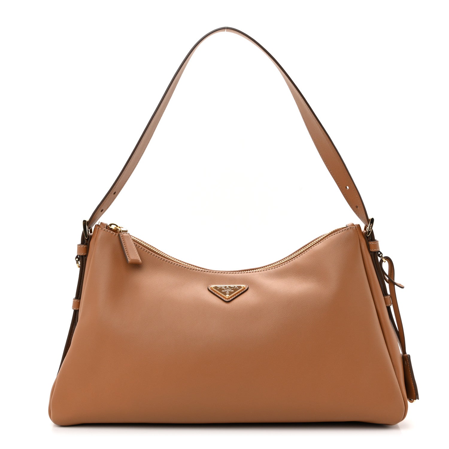 Soft Calfskin Large Aimee Shoulder Bag Caramel