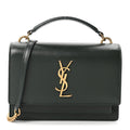 Calfskin Monogram Sunset Chain Wallet New Vert Fonce