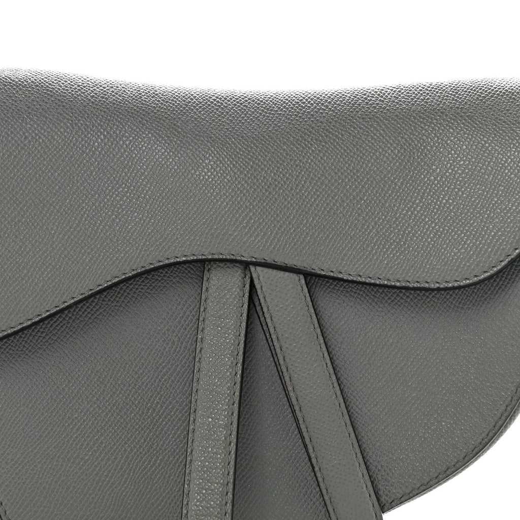 Grained Calfskin Saddle Bag Grey