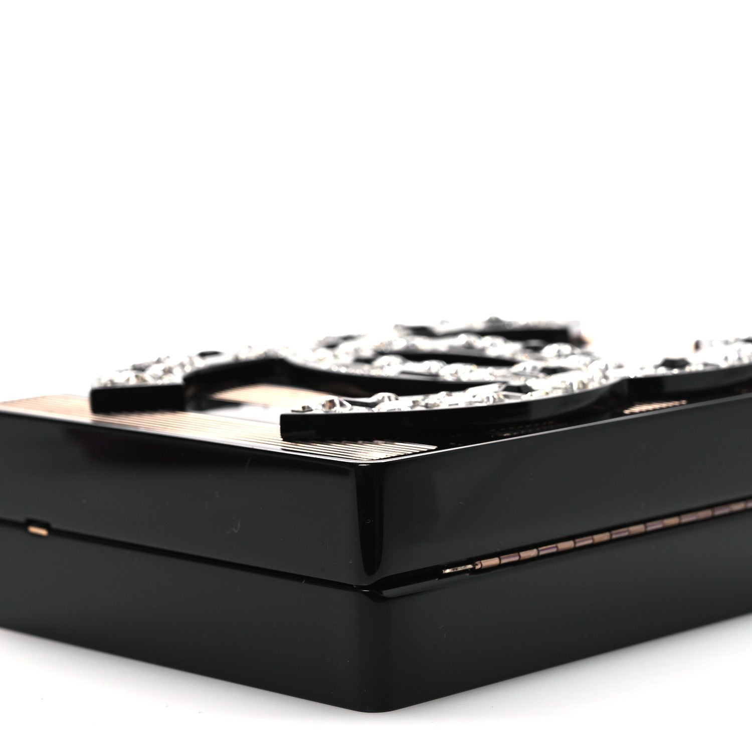 Plexiglass Crystal CC Minaudiere Clutch Black Copper