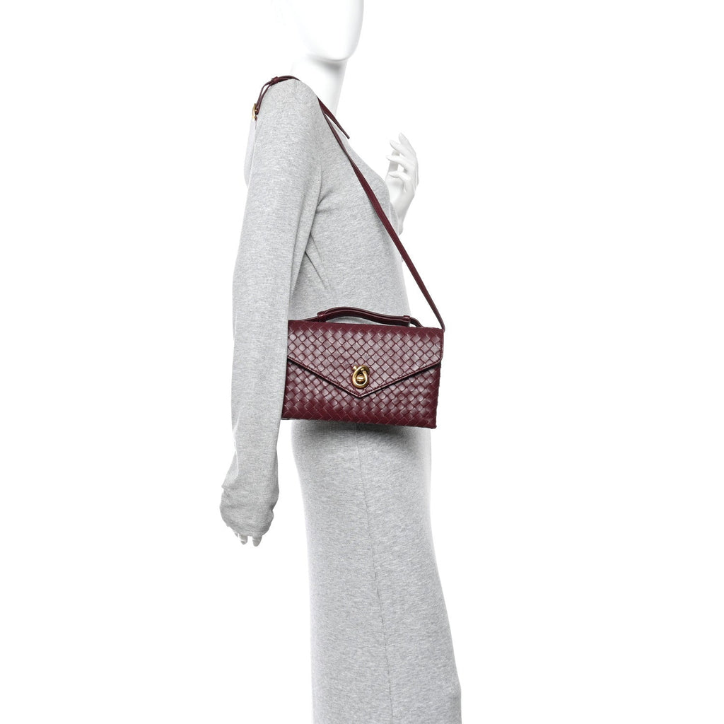 Nappa Intrecciato Knot Lock Top Handle Crossbody Bag Barolo Barolo