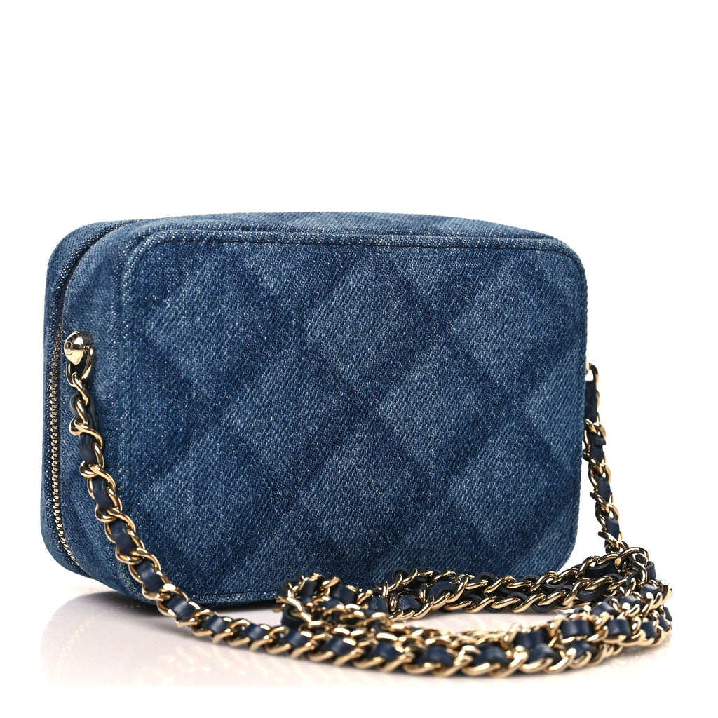 Printed Denim CC Camera Case Blue