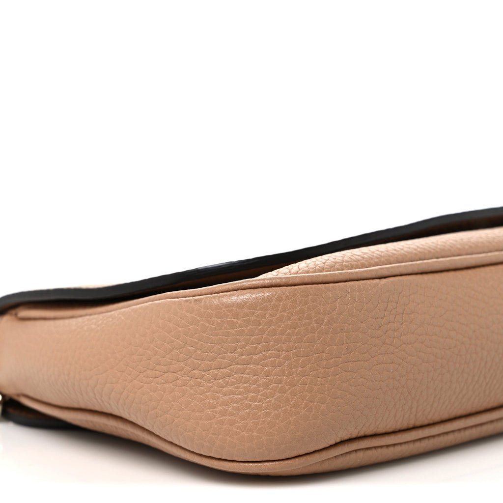 Pebbled Calfskin Medium Soho Flap Crossbody Camelia