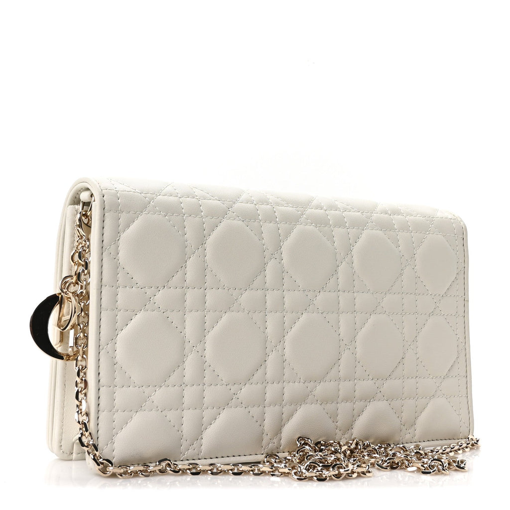 Lambskin Cannage Lady Dior Pouch Latte