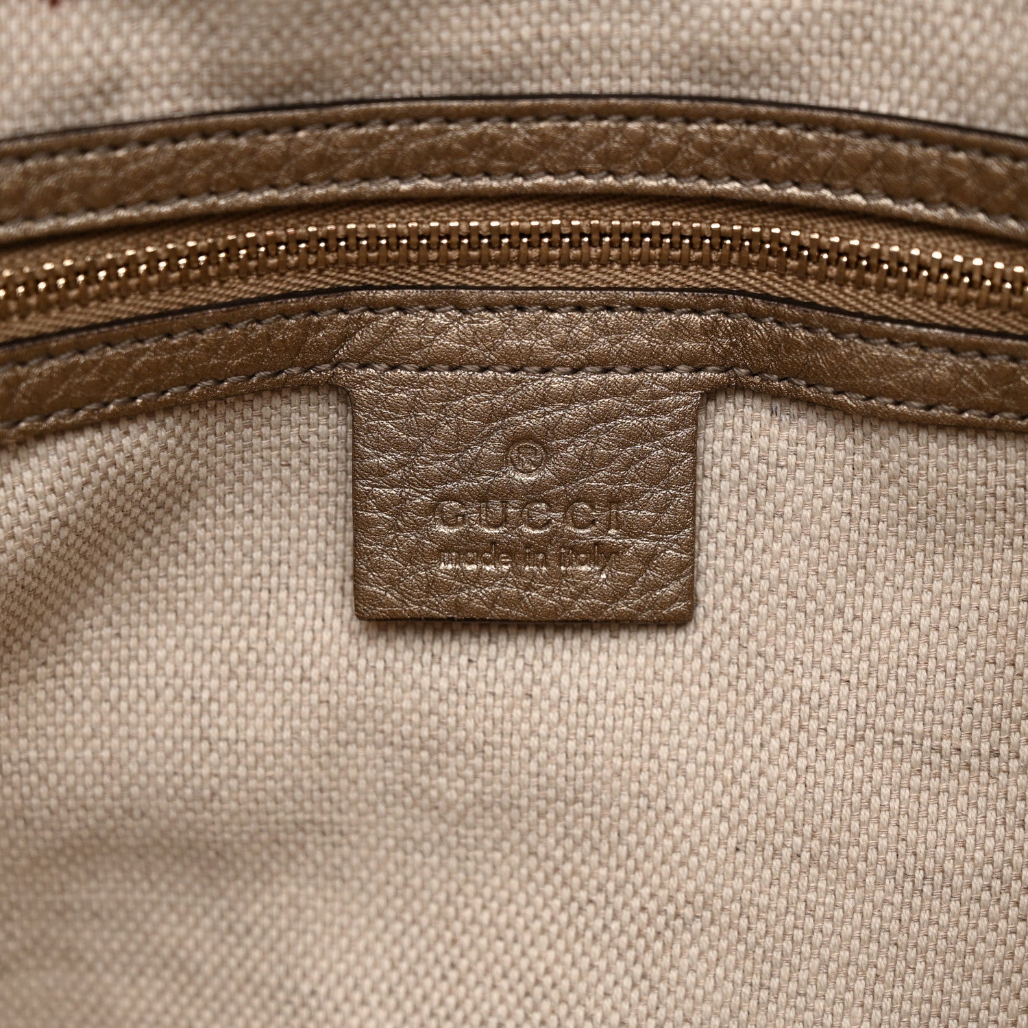 Metallic Pebbled Calfskin Medium Soho Chain Shoulder Bag Golden Beige