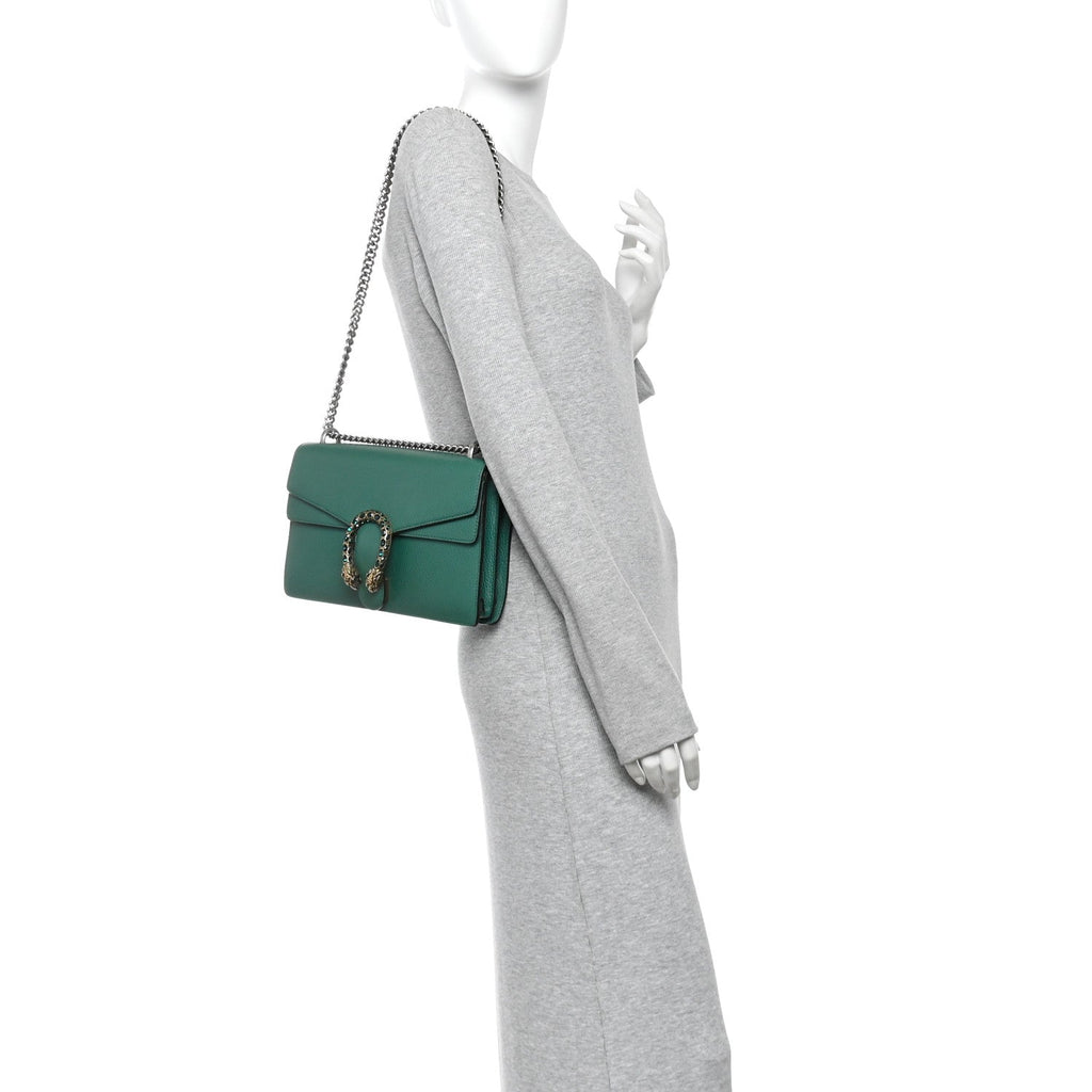 Pebbled Calfskin Small Dionysus Shoulder Bag Emerald