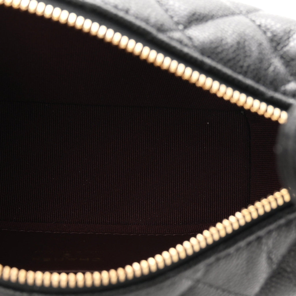 Caviar Quilted Hobo Clutch With Chain Black