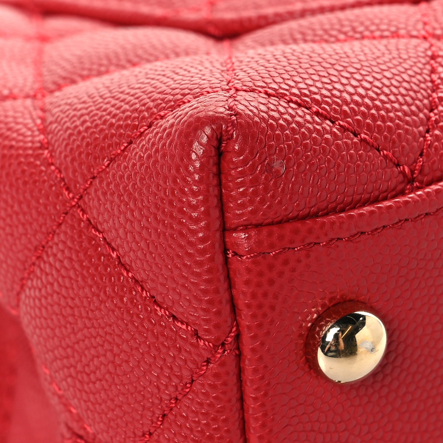 Caviar Lizard Embossed Quilted Extra Mini Coco Handle Flap Red