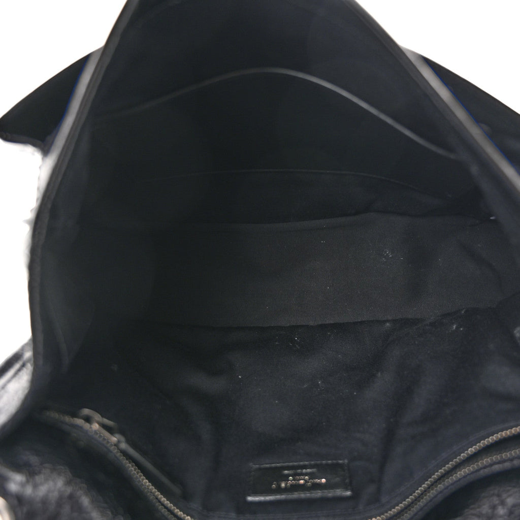 Crinkled Calfskin Matelasse Monogram Large Niki Chain Satchel Black