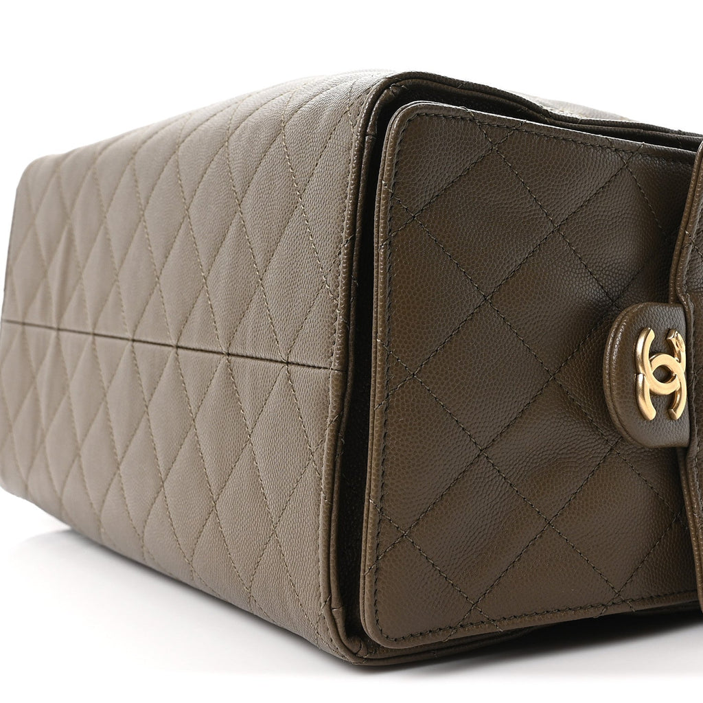 Caviar Quilted Medium Chanel 25 Handbag Dark Khaki