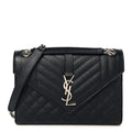Grain De Poudre Textured Mixed Matelasse Triquilt Medium Monogram Satchel Black