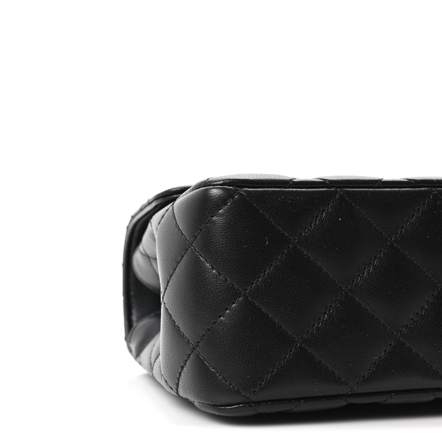 Lambskin Quilted Crystal Top Handle Small Rectangular Flap Black