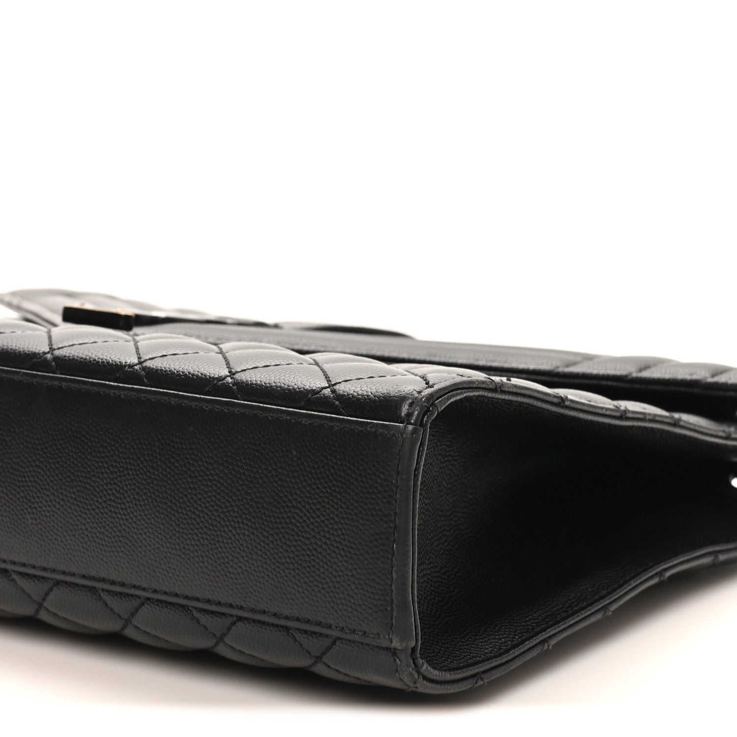 Grain De Poudre Textured Mixed Matelasse Large Triquilt Monogram Monochrome Satchel Black