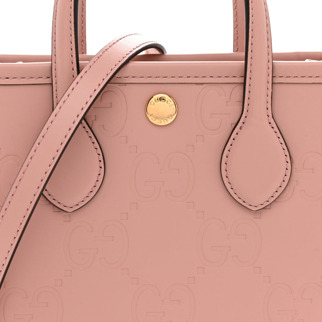 Gilbert Calfskin Jumbo GG Embossed Mini Tote Bag  Dusty Carmine
