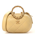 Lambskin Quilted CC Bubble Vanity Case With Chain Light Yellow