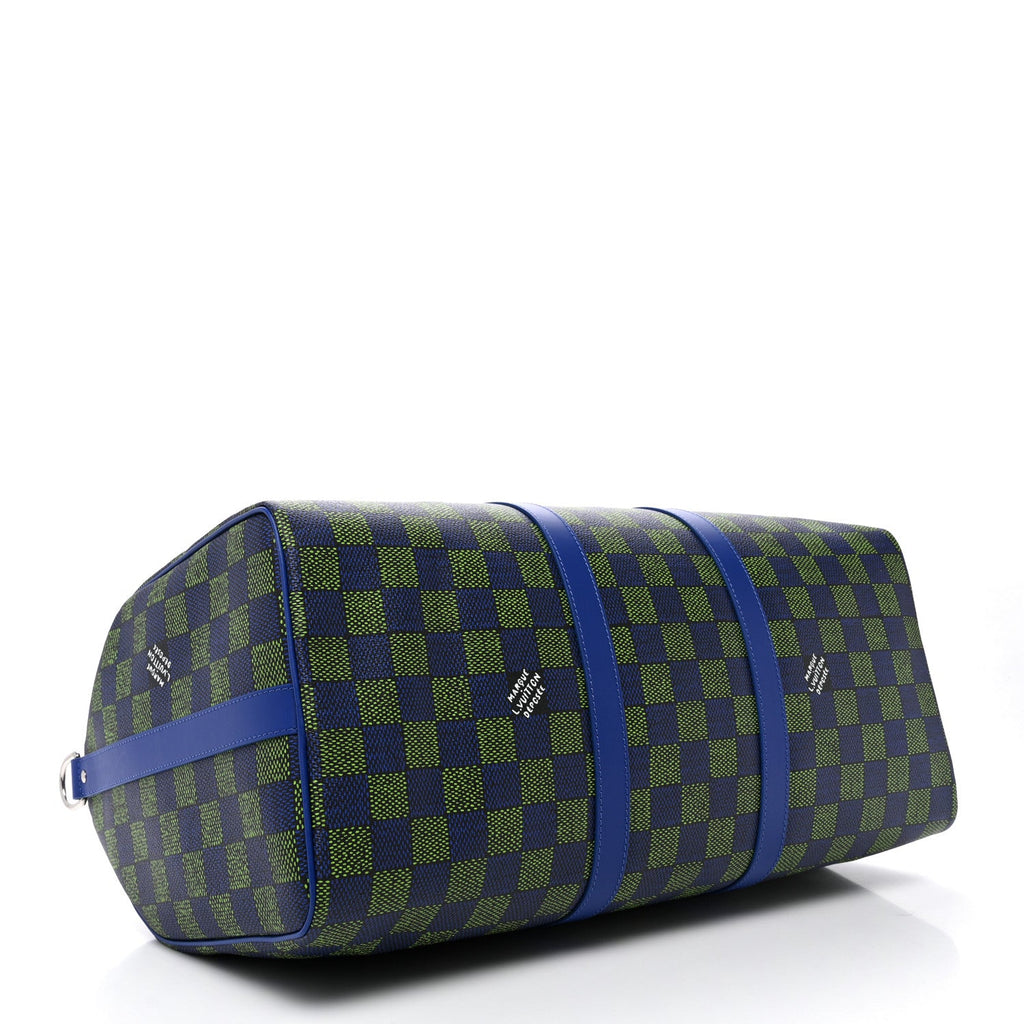Damier Heritage Keepall Bandouliere 50 Blue Green