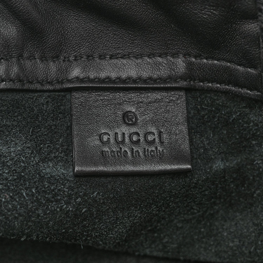 Calfskin Logo Drawstring Backpack Black