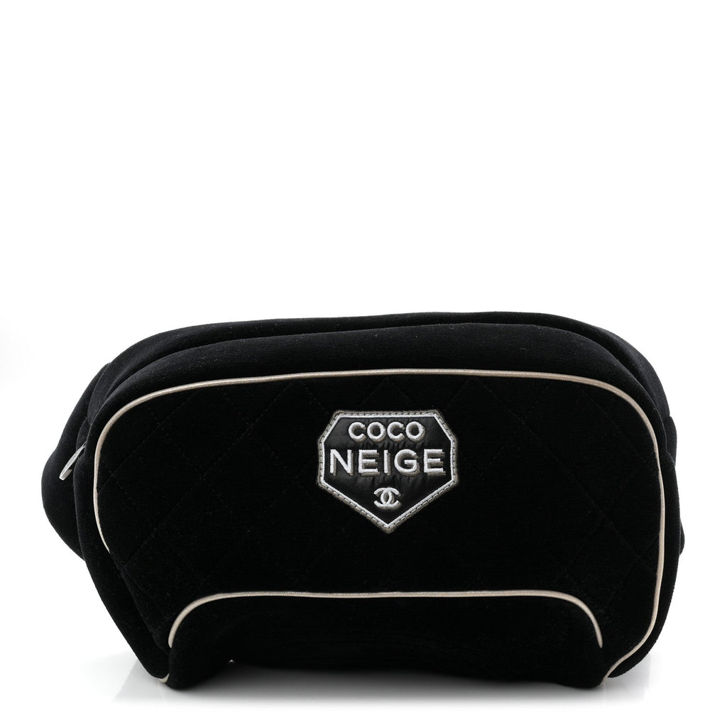 Velvet Quilted Coco Neige Waist Bag Black
