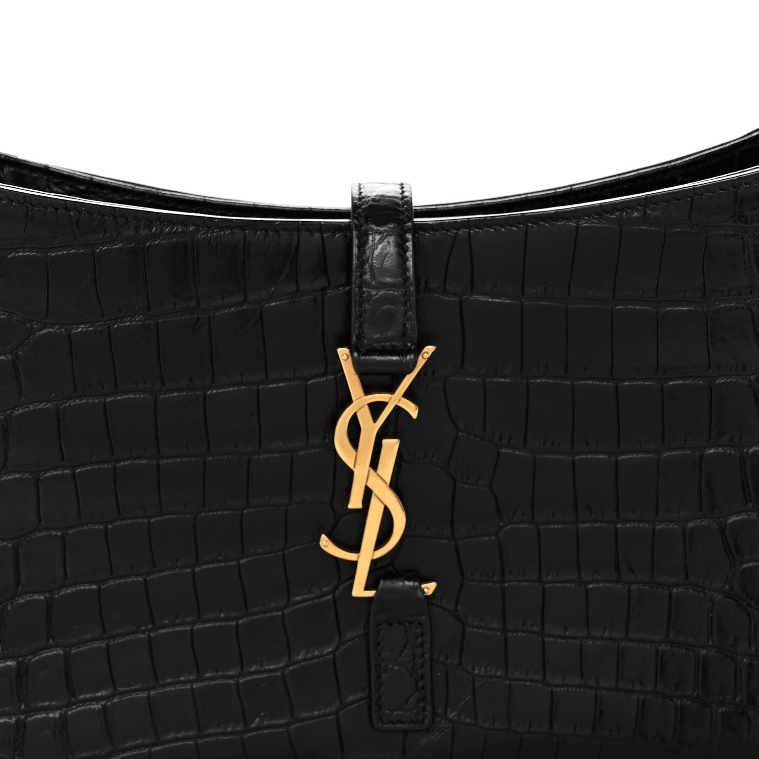 Calfskin Crocodile Embossed Le 5 A 7 Hobo Black